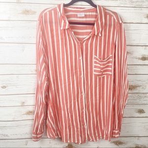 Abound Plus Size Red Stripe Button Down Sz.3x